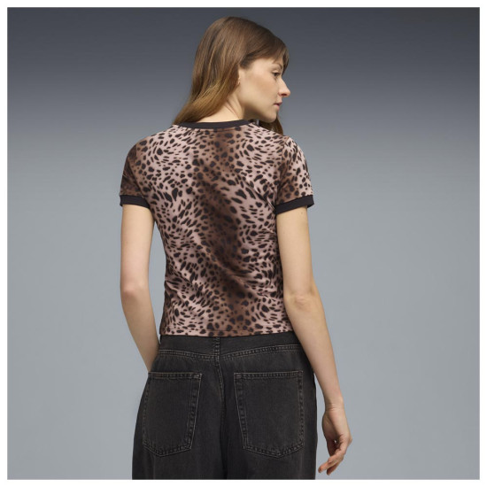 Puma Γυναικεία κοντομάνικη μπλούζα Essentials Graphics Leo Luxe Bedazzled Slim Tee
